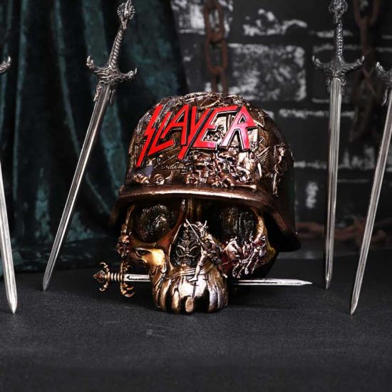Nemesis Now Officially Licensed Slayer Eagle Helmet Skull Logo Trinket Box, Gold