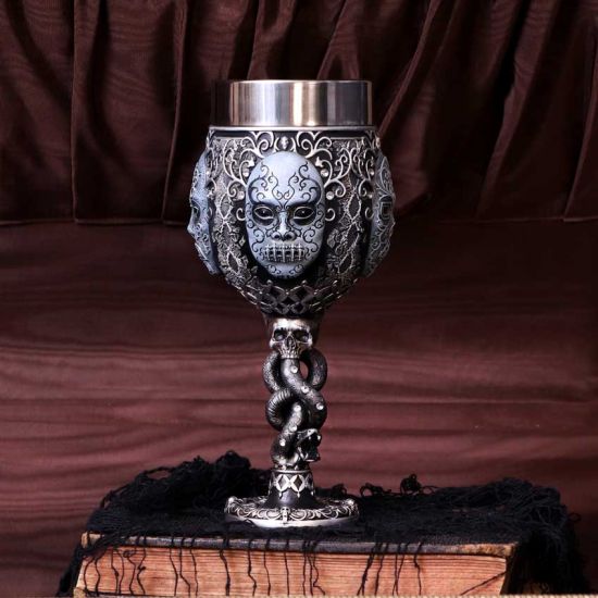 Nemesis Now Harry Potter Death Eater Mask Voldemort Collectible Goblet, Black Silver, 19.5cm