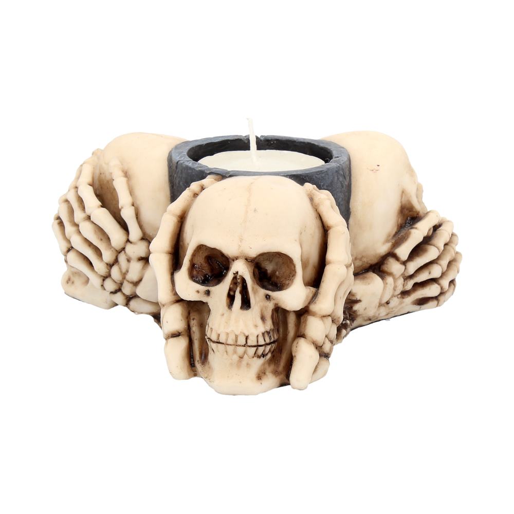 Nemesis Now Three Wise Skulls Teelichthalter 13 cm Elfenbein