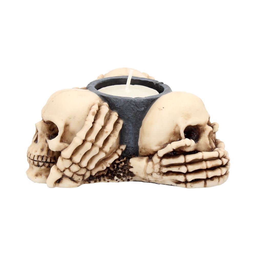 Nemesis Now Three Wise Skulls Teelichthalter 13 cm Elfenbein