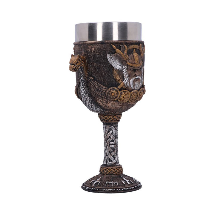 Nemesis Now Valhalla Goblet 17cm, Resin w/Stainless Steel Insert, Brown, 1 Count