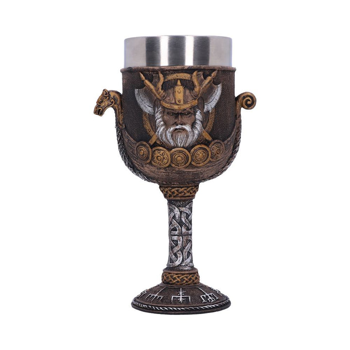 Nemesis Now Valhalla Goblet 17cm, Resin w/Stainless Steel Insert, Brown, 1 Count
