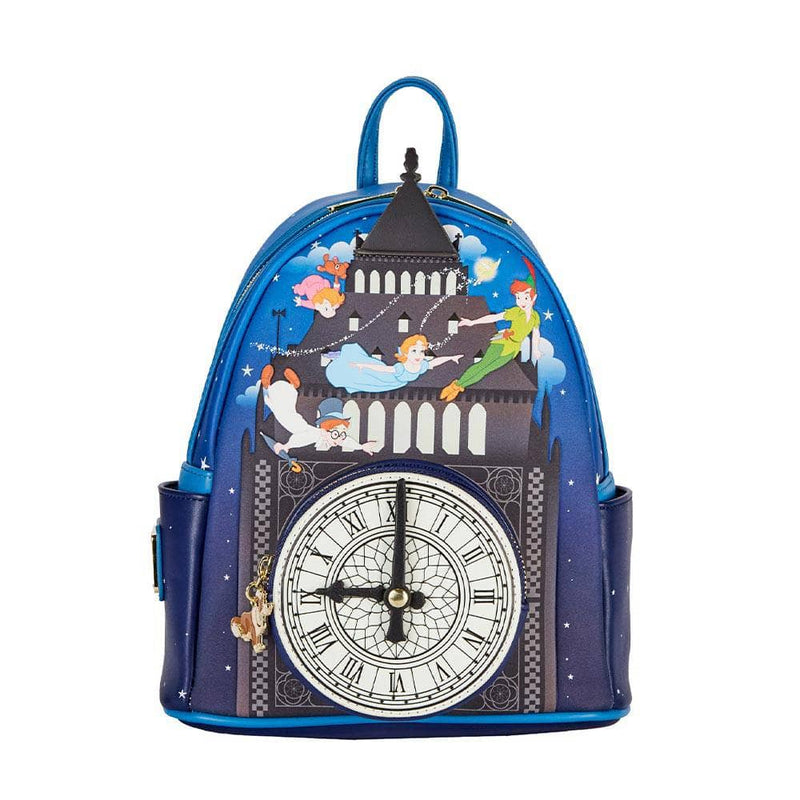 Loungefly Disney Peter Pan Glow Clock Womens Double Strap Mini Backpack