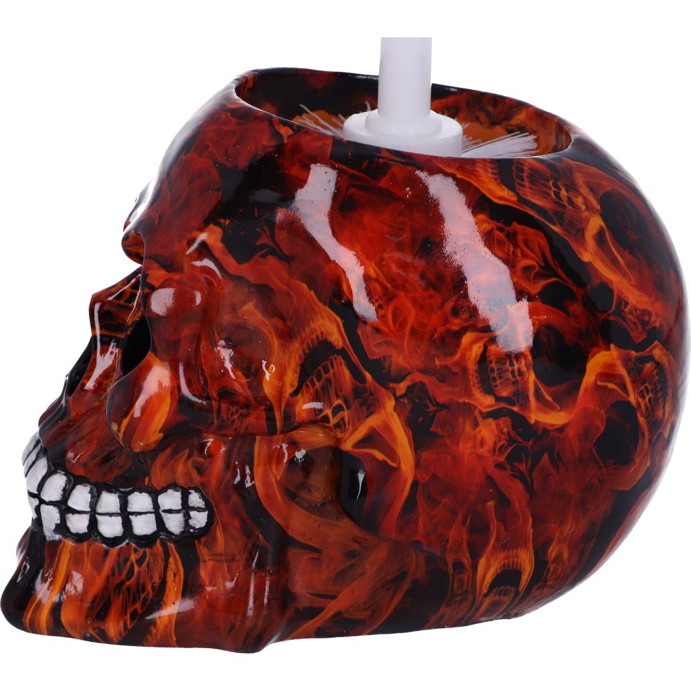 Nemesis Now Toilettenbürstenhalter mit Flammenmuster, Totenkopf, 16,4 cm, Polyresin, Orange