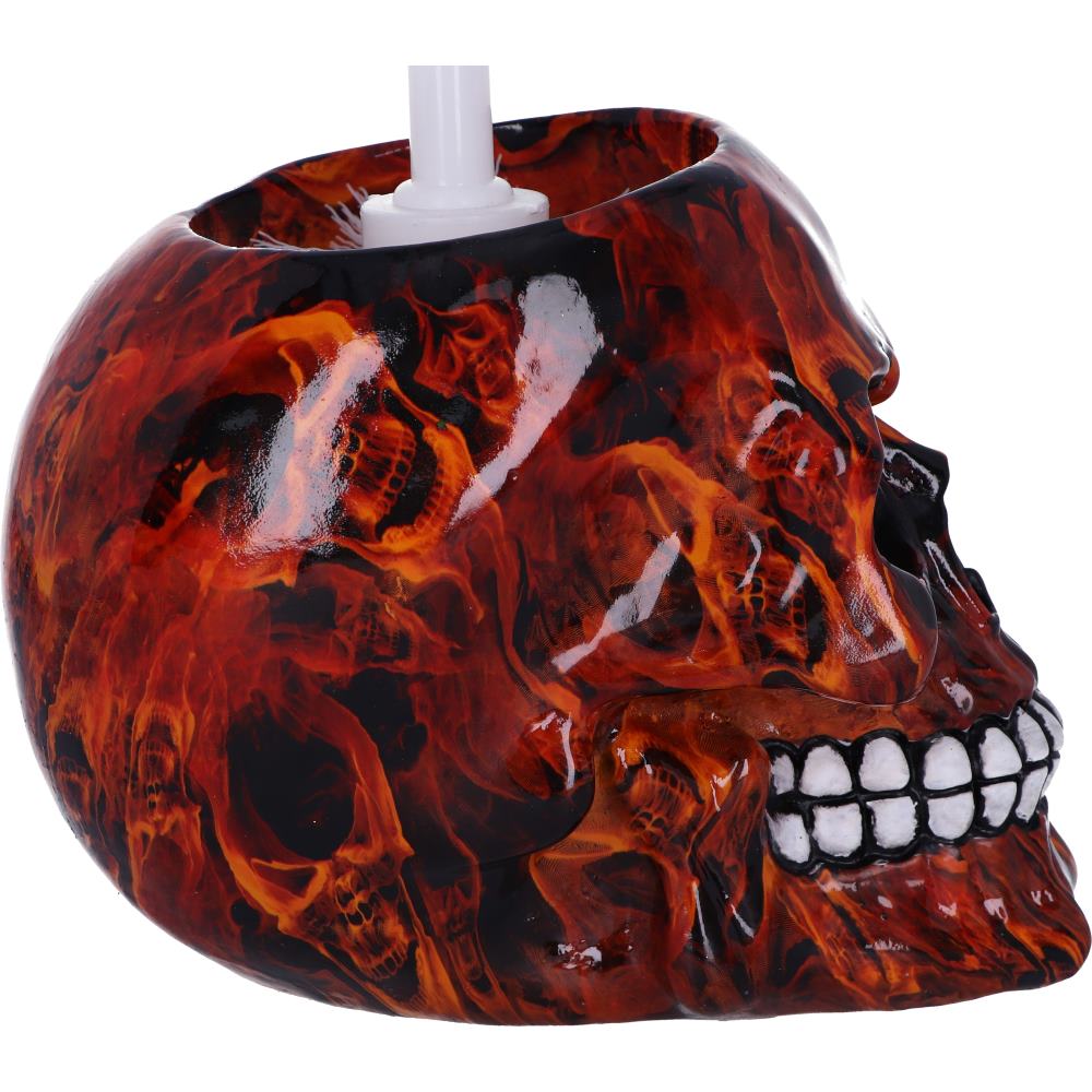 Nemesis Now Toilettenbürstenhalter mit Flammenmuster, Totenkopf, 16,4 cm, Polyresin, Orange