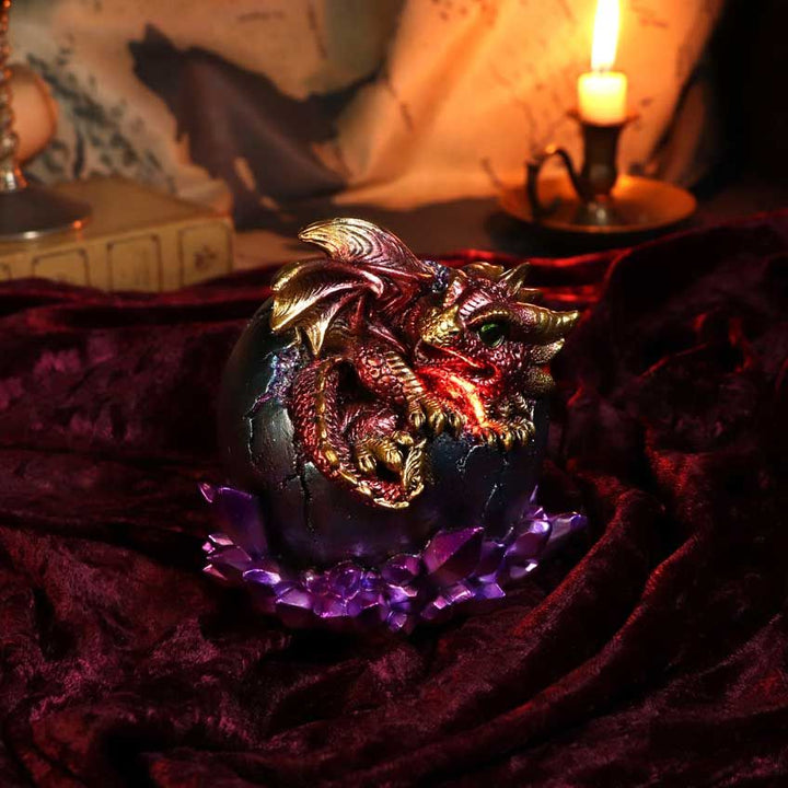 Crimson Hatchling Glow Dragon Red Dragonling Crystal Figurine