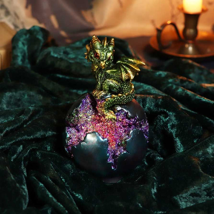 Geode Guard Green Dragon Sphere Crystal Figurine